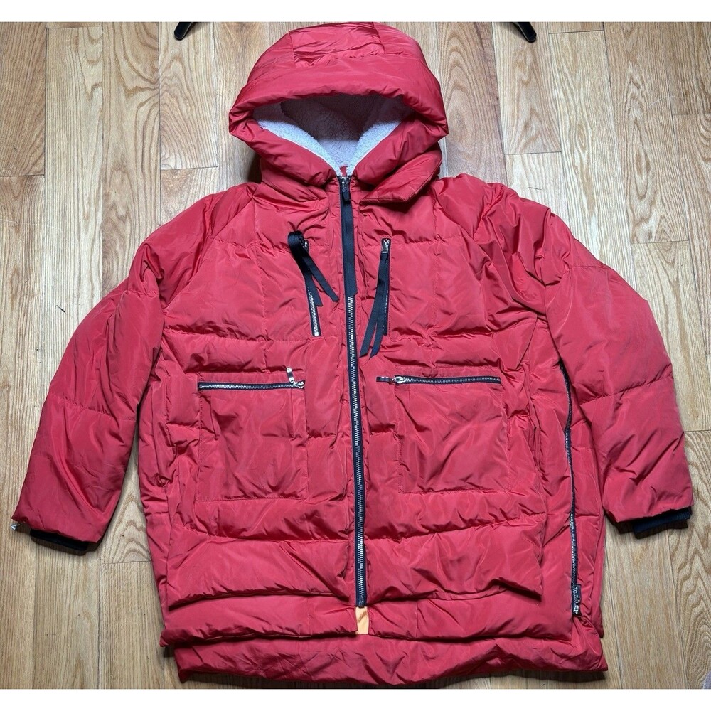 NWoT Orolay Mens 3X Duck Down Coat Winter Hooded Full Zip Red 700 fill power